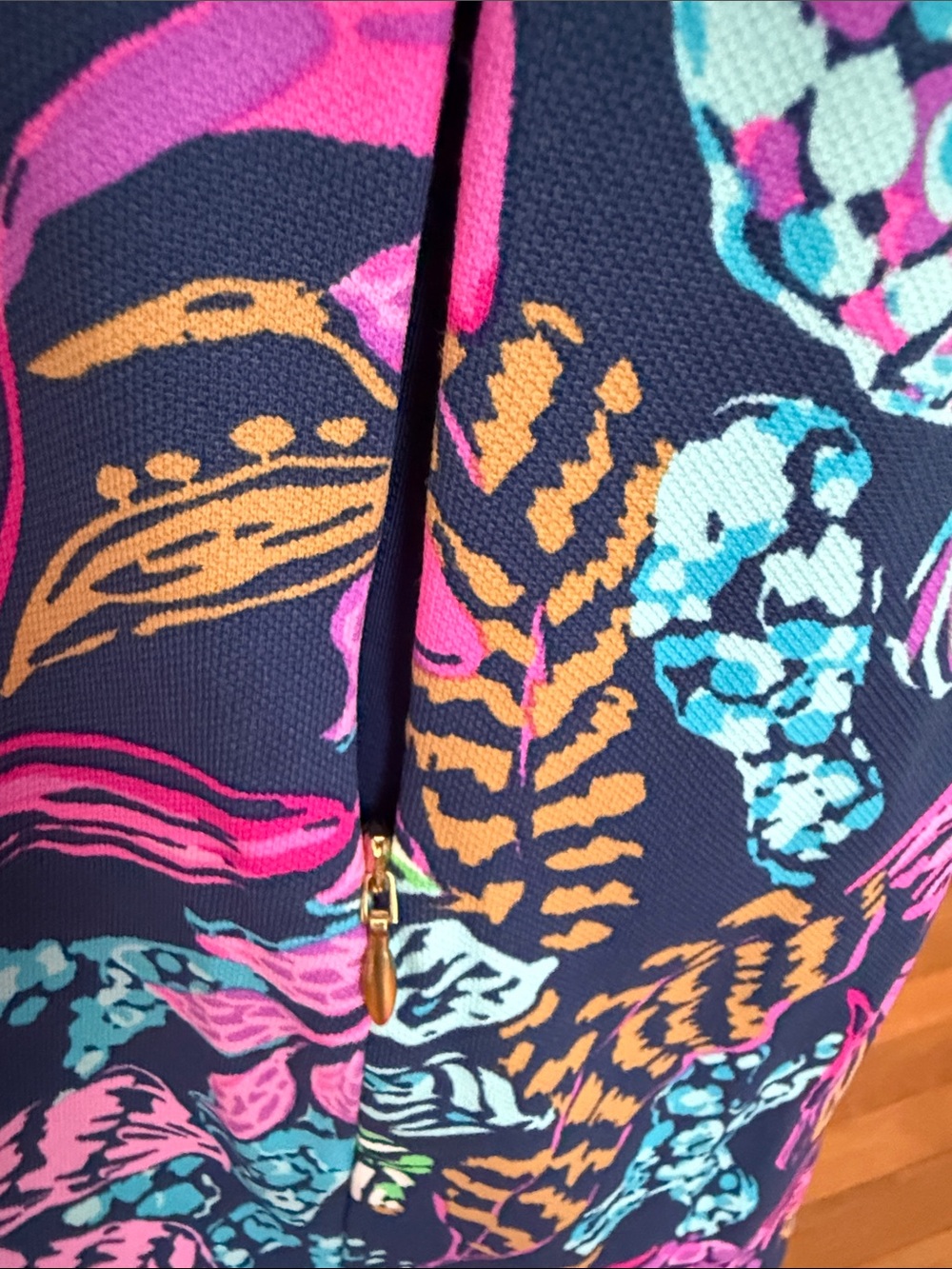 Lilly Pulitzer Navy Maxi Dress & Shorts with Pink & Turquoise Floral Print - Picture 8 of 9